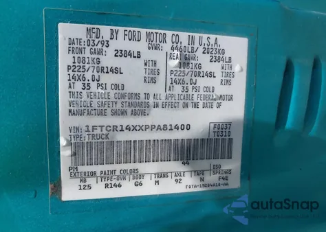 1993 Ford Ranger Super Cab from USA, damaged, VIN 1FTCR14XXPPA81400